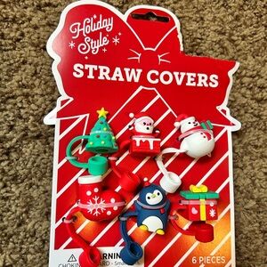 Christmas Holiday Style Straw Covers Set of 6